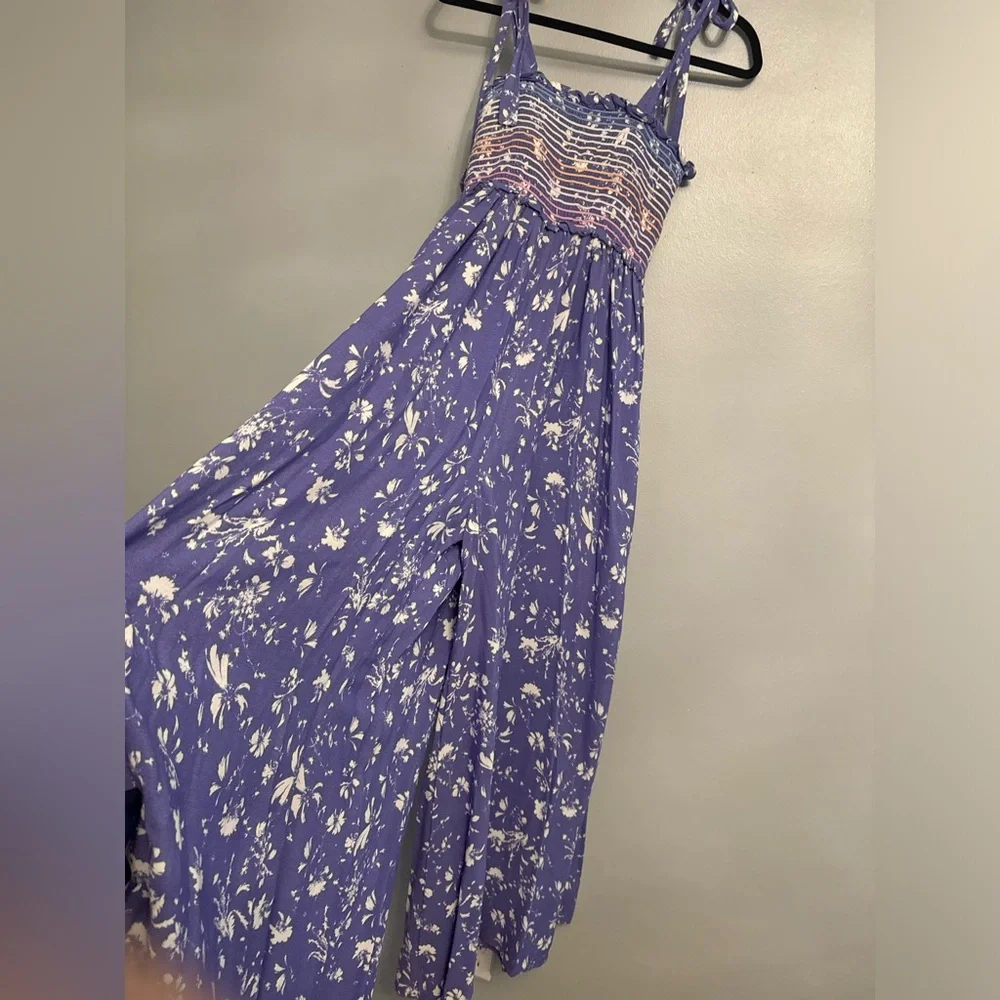 Free People Purple lavender pastel Floral Maxi w
Wide Leg playsuit XS EUC - Picture 2 of 4